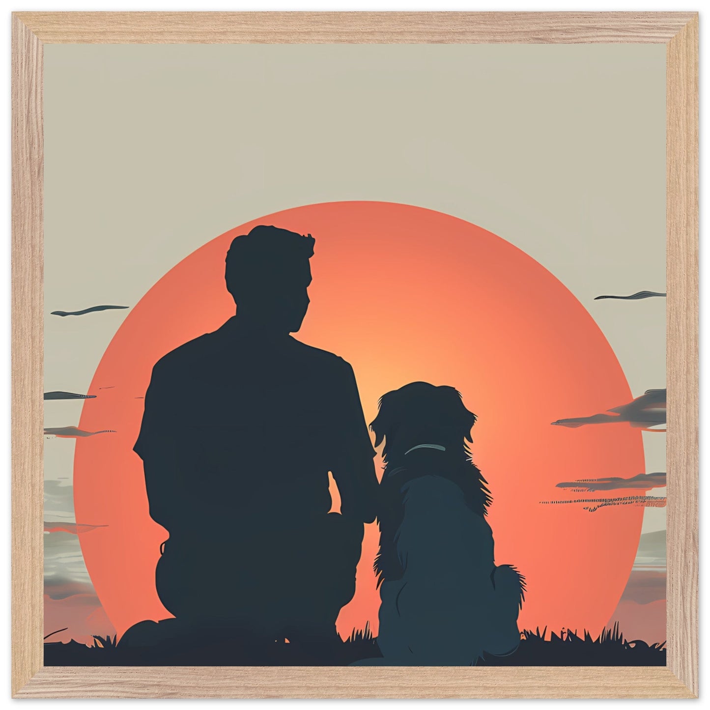 Customizable Silhouette Dog Art- Premium wood frame - ArtAify