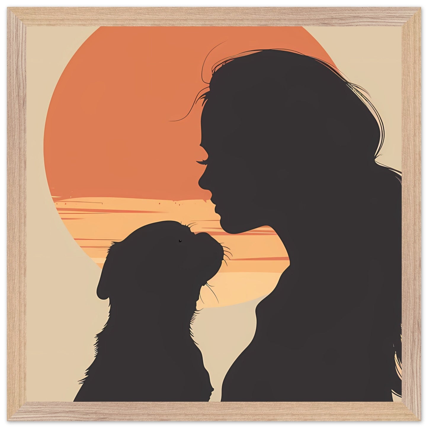 Customizable Silhouette Dog Art- Premium wood frame - ArtAify