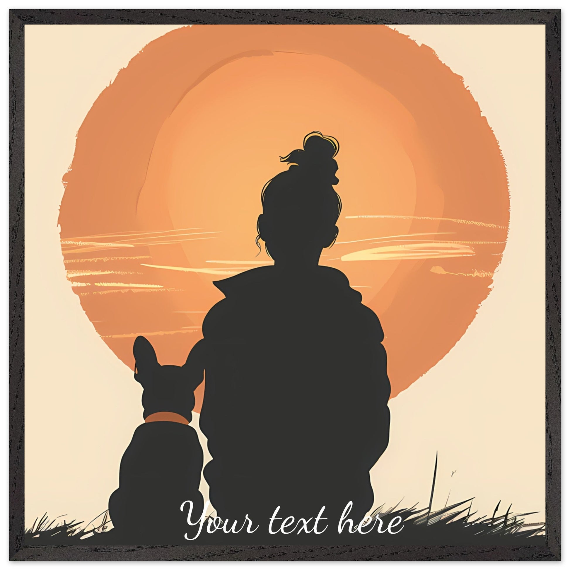 Customizable Silhouette Dog Art- Premium wood frame - ArtAify