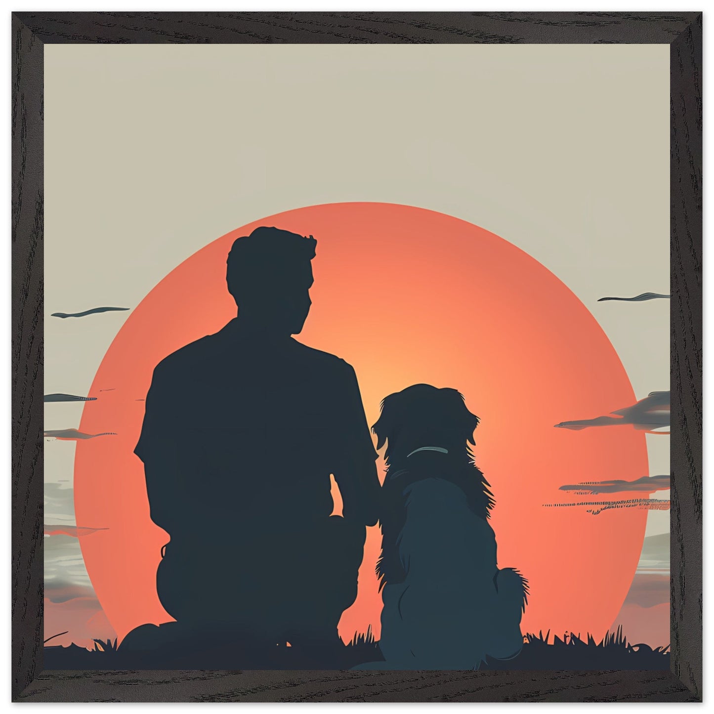 Customizable Silhouette Dog Art- Premium wood frame - ArtAify