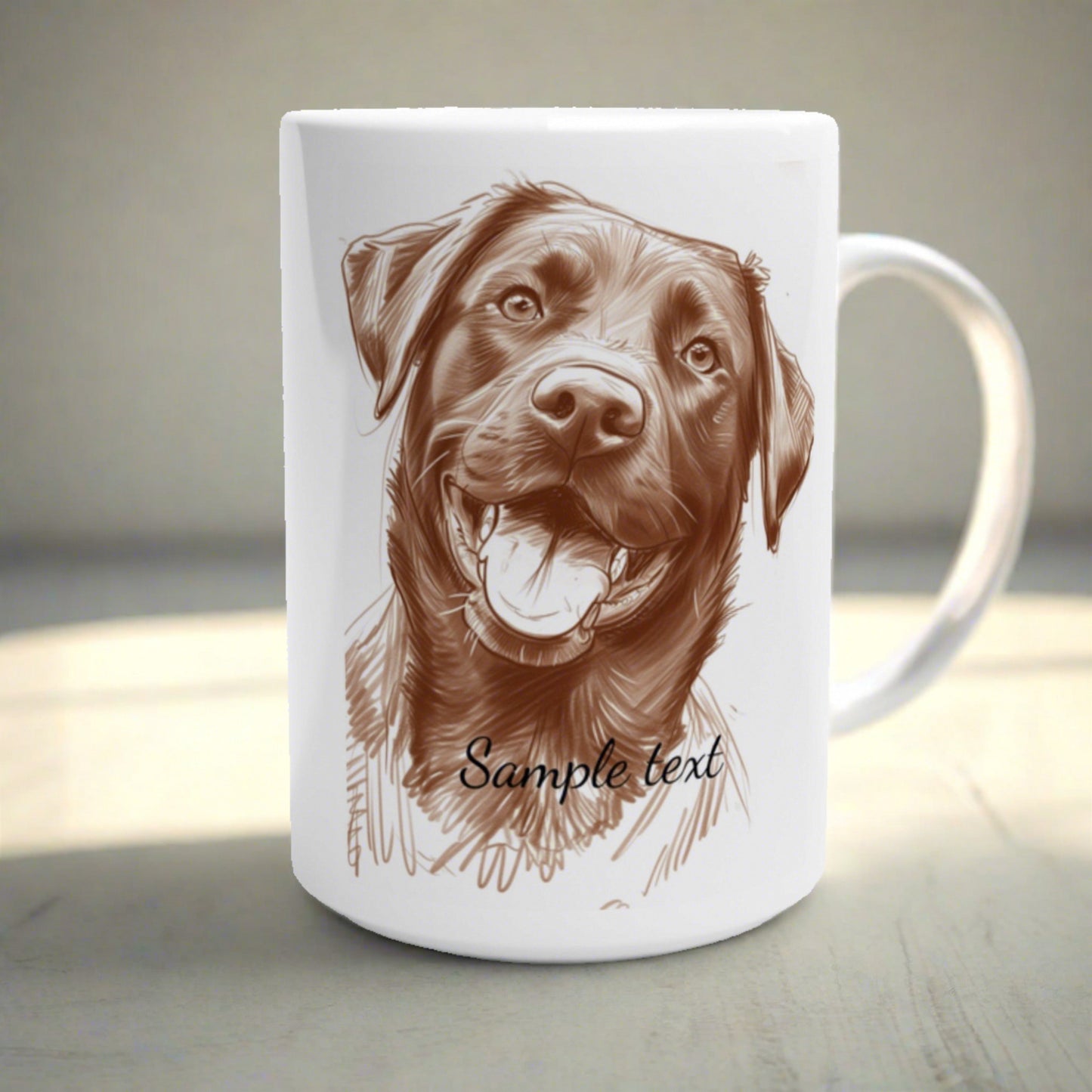 CUSTOMIZABLE SKETCH ART DOG PIECES- WHITE 15OZ CERAMIC MUG