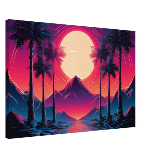 Digital Dawn: Synthwave Canvas Art